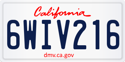 CA license plate 6WIV216