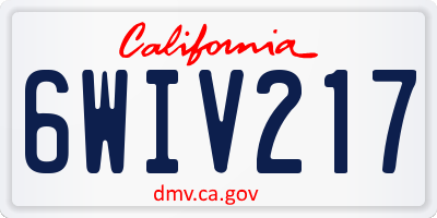 CA license plate 6WIV217