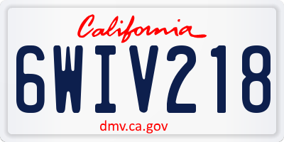 CA license plate 6WIV218