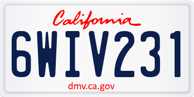 CA license plate 6WIV231