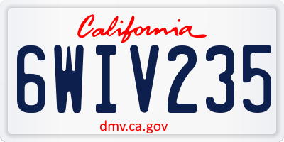 CA license plate 6WIV235