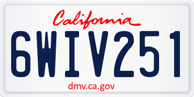 CA license plate 6WIV251