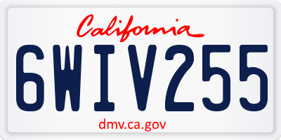 CA license plate 6WIV255