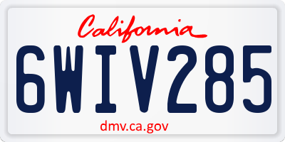 CA license plate 6WIV285