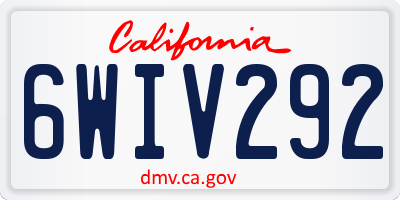 CA license plate 6WIV292