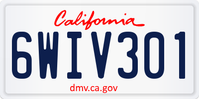 CA license plate 6WIV301
