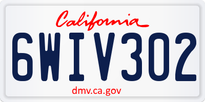 CA license plate 6WIV302