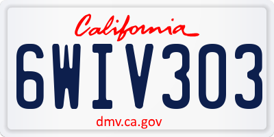 CA license plate 6WIV303