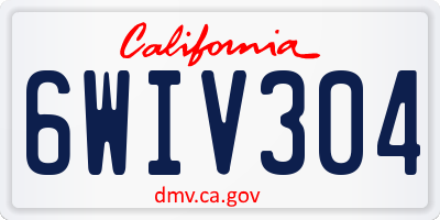 CA license plate 6WIV304