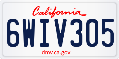 CA license plate 6WIV305