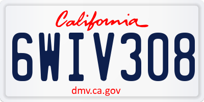 CA license plate 6WIV308