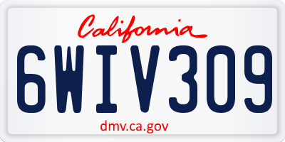 CA license plate 6WIV309