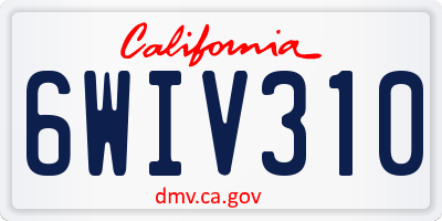 CA license plate 6WIV310