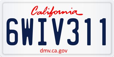 CA license plate 6WIV311