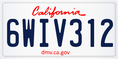 CA license plate 6WIV312