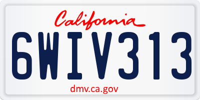 CA license plate 6WIV313