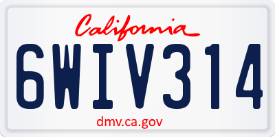 CA license plate 6WIV314