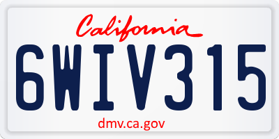 CA license plate 6WIV315
