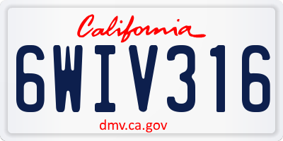 CA license plate 6WIV316