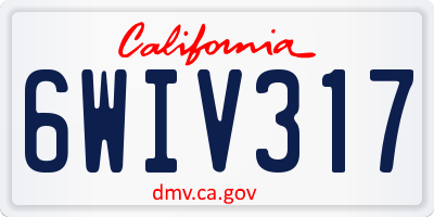 CA license plate 6WIV317