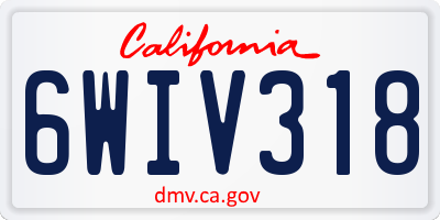 CA license plate 6WIV318
