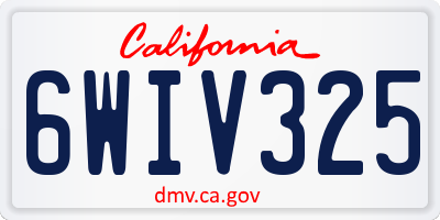 CA license plate 6WIV325