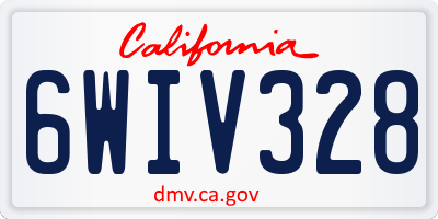 CA license plate 6WIV328