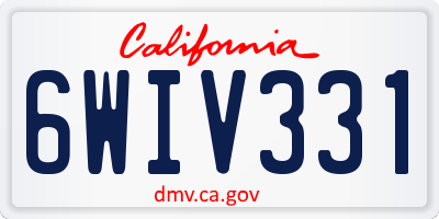 CA license plate 6WIV331