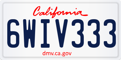CA license plate 6WIV333