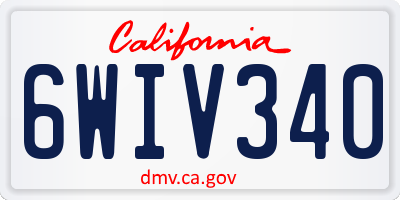 CA license plate 6WIV340