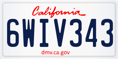 CA license plate 6WIV343
