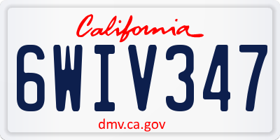CA license plate 6WIV347