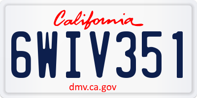 CA license plate 6WIV351