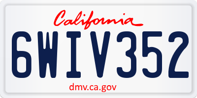 CA license plate 6WIV352