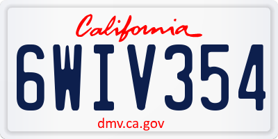 CA license plate 6WIV354