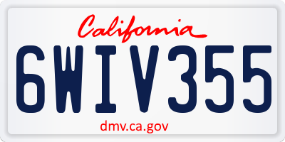 CA license plate 6WIV355