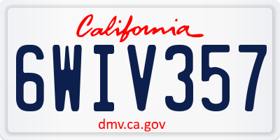 CA license plate 6WIV357
