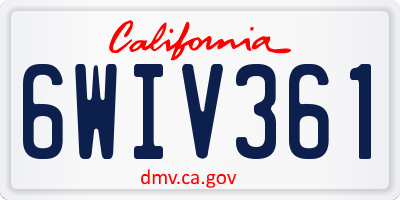 CA license plate 6WIV361