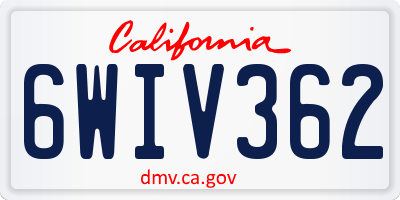 CA license plate 6WIV362