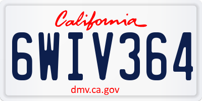 CA license plate 6WIV364