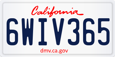 CA license plate 6WIV365