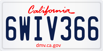CA license plate 6WIV366