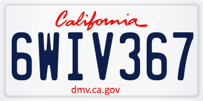CA license plate 6WIV367