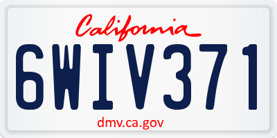 CA license plate 6WIV371