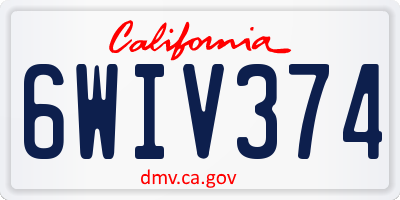 CA license plate 6WIV374