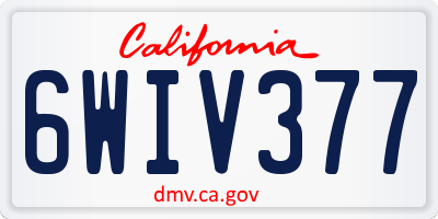 CA license plate 6WIV377