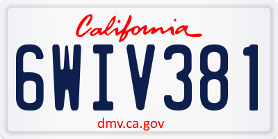 CA license plate 6WIV381