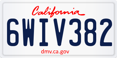 CA license plate 6WIV382