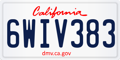CA license plate 6WIV383