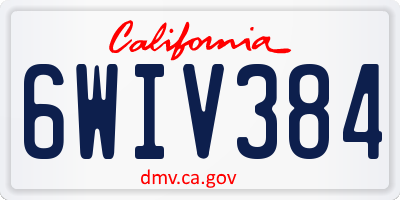 CA license plate 6WIV384